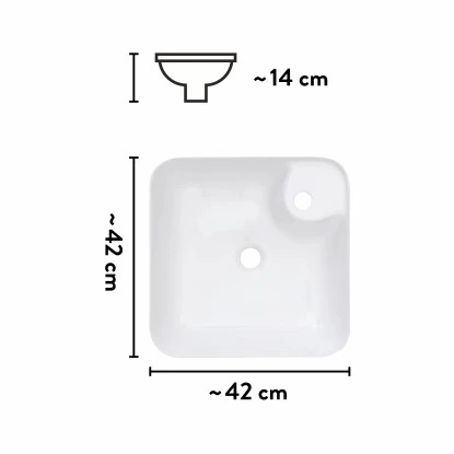 Baliv Aufsatzwaschbecken WBA-7010 43 Cm X 43 Cm 5 Baliv Aufsatzwaschbecken WBA-7010 43 Cm X 43 Cm – Bild 5