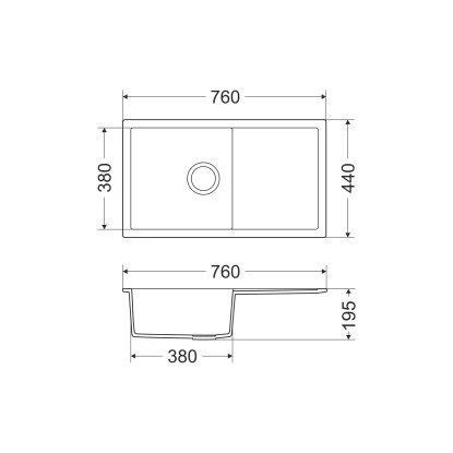 Miló Einbauspüle Granitverbundstoff Blissano 76 Schwarz 2 Miló Einbauspüle Granitverbundstoff Blissano 76 Schwarz – Bild 2
