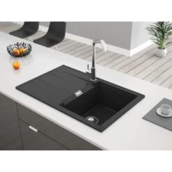 Miló Einbauspüle Granitverbundstoff Piatto 78 Graphit -Haushaltswaren Geschäft 5903140018315 30