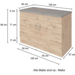 Held Möbel Unterschrank Sorrento 100x85x60 Cm 2 Tür. 2 Schubk. + Boden Wotan. 16 Held Möbel Unterschrank Sorrento 100x85x60 Cm 2 Tür. 2 Schubk. + Boden Wotan. -Haushaltswaren Geschäft 853803 11016600 4